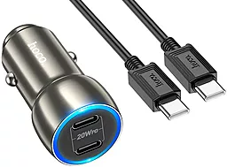 Автомобильное зарядное устройство Hoco Z48 40W PD 2xUSB-C + USB-C-С Cable Gray - миниатюра 2