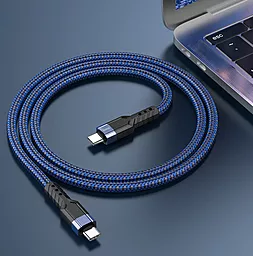 Кабель Hoco U110 USB Type-C - Type-C 60w 3a 1.2м PD cable Blue - мініатюра 5 Кабель Hoco U110 USB Type-C - Type-C 60w 3a 1.2м PD cable Blue - мініатюра 5