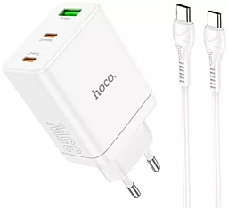 Сетевое зарядное устройство Hoco N33 35w PD 2xUSB-C/USB-A ports fast charger + USB-C to USB-С cable white