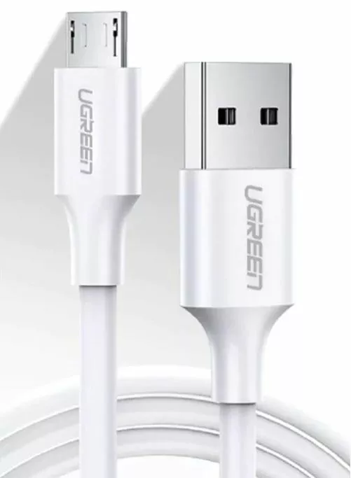 Кабель UGreen US289 Nickel Plating USB-A - micro USB 10w 0.25м cable White (60139) - фото 1