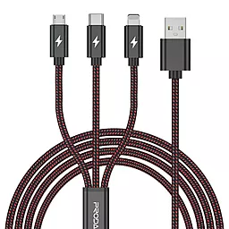 Кабель USB Proda PD-B65th 3-in-1 USB Type-C/Lightning/micro USB Cable Red