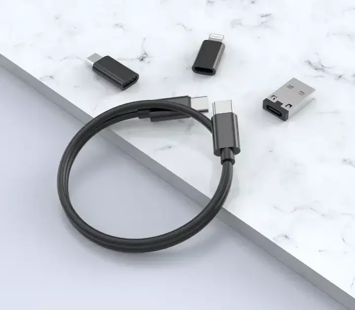 Универсальный кабель Jellico B23 6-in-1 USB-A/Type-C to Type-C/Lightning/micro USB 66w 5a 0.3м PD сable + Storage Case Black - фото 4