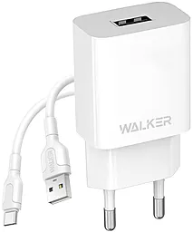 Сетевое зарядное устройство Walker WH-26 2.1a USB-A charger + USB-C cable white