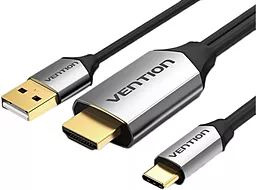 Відеокабель Power Supply USB Type-C - HDMI v2.0 4k 60hz 1.5m black (CGTBG) Vention - фото Відеокабель Power Supply USB Type-C - HDMI v2.0 4k 60hz 1.5m black (CGTBG) Vention