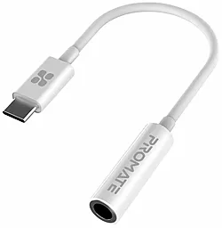 Аудио-переходник Promate M-F USB Type-C -> AUX 3.5 mm white (auxlink-c) - фото Аудио-переходник Promate M-F USB Type-C -> AUX 3.5 mm white (auxlink-c)