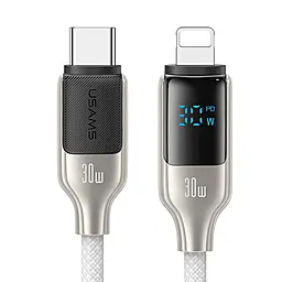 Кабель Usams Digital Display HX Ser. USB Type-C - Lightning 30w 3a 1.2м PD cable Titanium (US-SJ741) - фото Кабель Usams Digital Display HX Ser. USB Type-C - Lightning 30w 3a 1.2м PD cable Titanium (US-SJ741)