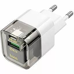 Мережевий зарядний пристрій Hoco C131A 30w PD USB-C/USB-A ports charger transparent black