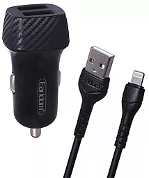 Автомобильное зарядное устройство Earldom ES-127 2.4A 2xUSB-A ports + Lightning cable black - фото Автомобильное зарядное устройство Earldom ES-127 2.4A 2xUSB-A ports + Lightning cable black