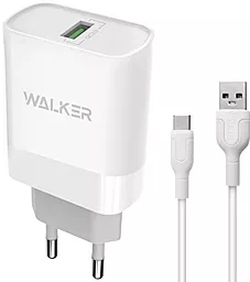 Сетевое зарядное устройство Walker WH-35 15w QC3.0 USB-A wireless charger + USB - C cable white