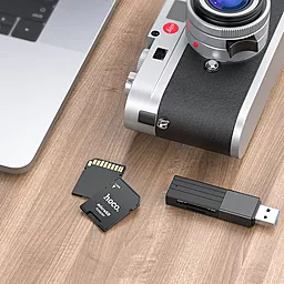 Кардрідер Hoco HB22 TF to SD Card Holder Black - мініатюра 5