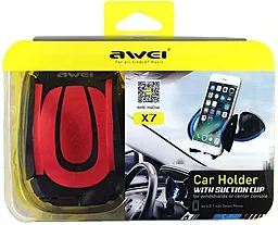 Держатель Awei X7 Car Mobile Holder With Suction Cup Black/Red - миниатюра 3 Держатель Awei X7 Car Mobile Holder With Suction Cup Black/Red - миниатюра 3