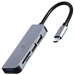 Мультипортовый USB Type-C хаб Cablexpert 5-in-1 hub gray (UHB-CM-CRU3P1U2P2-01)