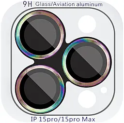 Захисне скло Epik Metal Classic на камеру для Apple iPhone 15 Pro, iPhone 15 Pro Max Rainbow - фото Захисне скло Epik Metal Classic на камеру для Apple iPhone 15 Pro, iPhone 15 Pro Max Rainbow