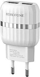 Сетевое зарядное устройство Borofone BA24A Vigour 2.1a 2xUSB-A ports charger white - фото Сетевое зарядное устройство Borofone BA24A Vigour 2.1a 2xUSB-A ports charger white