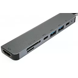 Мультипортовий Type-C хаб Vinga USB-C -> HDMI + 2xUSB 3.0+ SD + TF+ 2xPD (VCPHTC7AL) - мініатюра 3