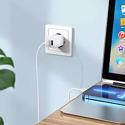 Сетевое зарядное устройство Hoco N25 2.1a 2xUSB-A ports charger + Lightning cable white - миниатюра 3
