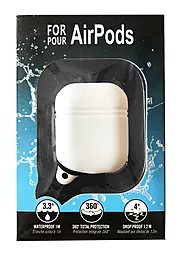 Силиконовый чехол для Apple Airpods Waterproof White 2в1 + карабин - миниатюра 2