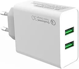 Мережевий зарядний пристрій з швидкою зарядкою ColorWay 36w 2xUSB-A ports charger white (CW-CHS017Q-WT)