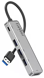 USB хаб Earldom ET-HUB12 6-in-1 USB-A 3.0 to USB-C+4xUSB-A 3.0 Silver - фото USB хаб Earldom ET-HUB12 6-in-1 USB-A 3.0 to USB-C+4xUSB-A 3.0 Silver