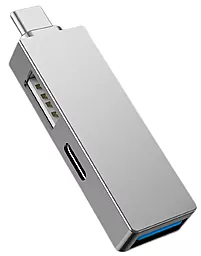 Мультипортовый USB Type-C хаб (концентратор) WIWU T02 Pro USB 2.0 + USB 3.0 + USB-C Silver
