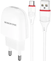 Сетевое зарядное устройство Borofone BA49A Vast power 2.1a home charger + micro USB cable white