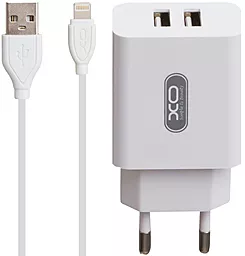 Сетевое зарядное устройство XO L17 2.1a 2xUSB-A ports charger + Lightning cable white - фото Сетевое зарядное устройство XO L17 2.1a 2xUSB-A ports charger + Lightning cable white