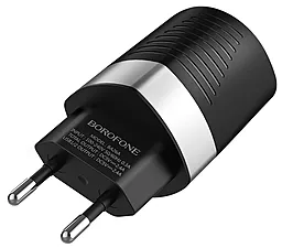 Сетевое зарядное устройство Borofone BA26A Mighty 2.4a 2xUSB-A ports charger black - миниатюра 2 Сетевое зарядное устройство Borofone BA26A Mighty 2.4a 2xUSB-A ports charger black - миниатюра 2