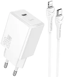 Мережевий зарядний пристрій Hoco N68 Nuevo 20w PD USB-C fast charger + USB-C to Lightning cable white - фото Мережевий зарядний пристрій Hoco N68 Nuevo 20w PD USB-C fast charger + USB-C to Lightning cable white