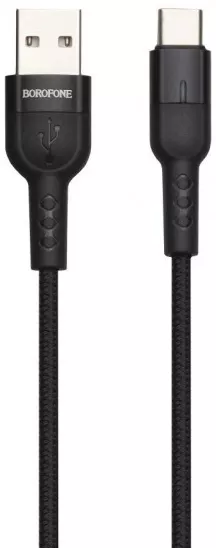 Кабель Borofone BU17 Starlight USB-A - Type-C 12w 2.4a 1.2м cable Black - фото 1