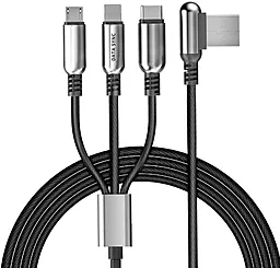 Універсальний кабель Hoco U17 Combo 3-in-1 USB-A to Type-C/Lightning/micro USB 12w 2.4a 1.5м сable Black - фото Універсальний кабель Hoco U17 Combo 3-in-1 USB-A to Type-C/Lightning/micro USB 12w 2.4a 1.5м сable Black