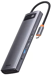 Мультипортовый USB Type-C хаб Baseus Metal Gleam Series 12-in-1 gray (WKWG020213) - фото Мультипортовый USB Type-C хаб Baseus Metal Gleam Series 12-in-1 gray (WKWG020213)