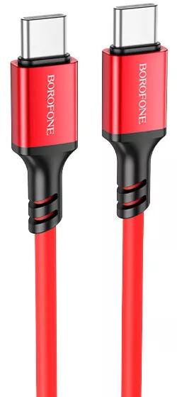 Кабель Borofone BX83 Famous USB Type-C - Type-C 60w 3a 1м PD cable Red - фото 1