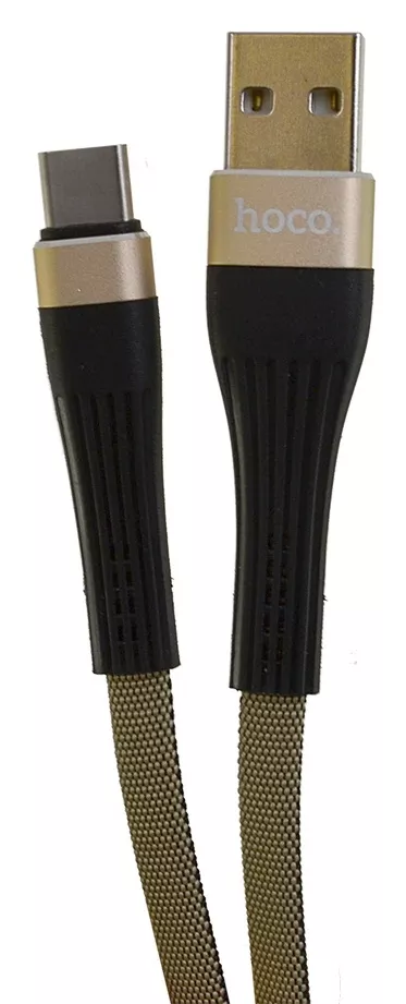 Кабель Hoco U39 Slender USB-A - Type-C 12w 2.4a 1.2м cable Gold/Black - фото 2