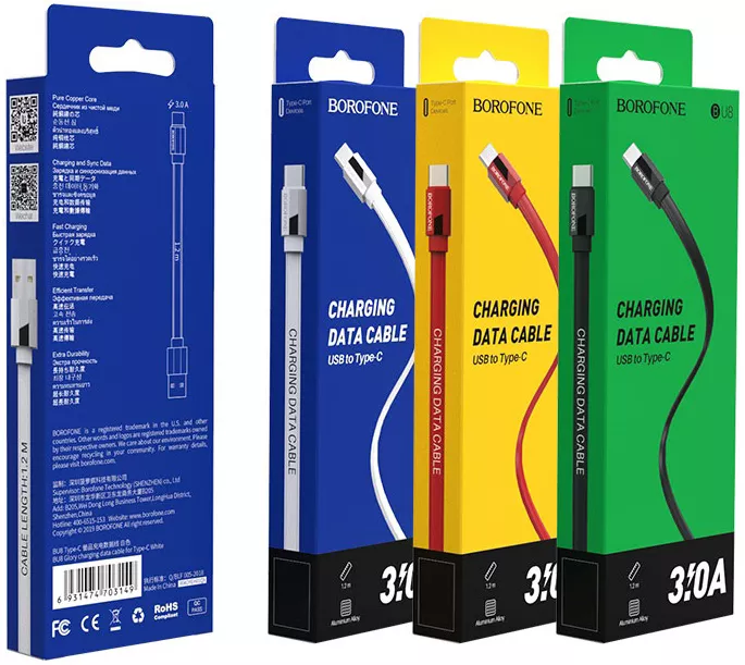 Кабель Borofone BU8 Glory USB-A - Type-C 15w 3a 1.2м cable Black - фото 5