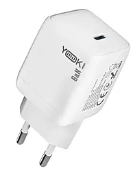 Сетевое зарядное устройство Yoki YK-GaN25NCB 25w NanoGaN PD/QC3.0 USB-C fast charger White - фото Сетевое зарядное устройство Yoki YK-GaN25NCB 25w NanoGaN PD/QC3.0 USB-C fast charger White