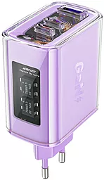 Сетевое зарядное устройство AceFast Sparkling Series Alfalfa A45 65W GaN PD/QC USB-A+2xUSB-C Purple