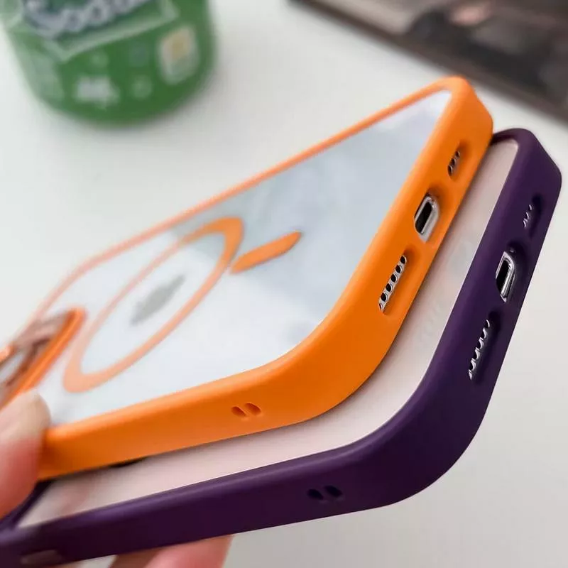 Чехол 1TOUCH Bracket Clear Camera Lens with MagSafe для Apple iPhone 14 Orange - фото 5