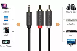 Аудио кабель Ugreen AV102 Aux mini Jack 3.5 mm - 2хRCA M/M Cable 1 м black (10772) - миниатюра 4