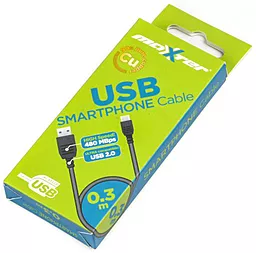 USB Кабель Maxxter 0.3M micro USB Cable Black (UB-AMM-0.3M) - мініатюра 2
