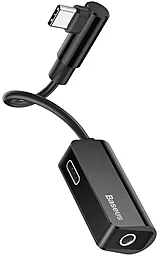 Аудио-переходник Baseus L45 Type-C to Type-C + AUX(3,5) L-type Black (CATL45-01) - фото Аудио-переходник Baseus L45 Type-C to Type-C + AUX(3,5) L-type Black (CATL45-01)