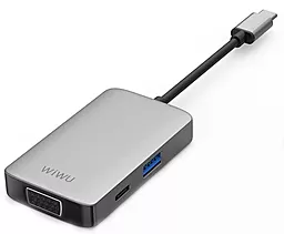 Мультипортовый USB Type-C хаб (концентратор) WIWU Alpha A513HVP USB-C -> HDMI+3.5mm+VGA+USB 3.0+USB Type-C