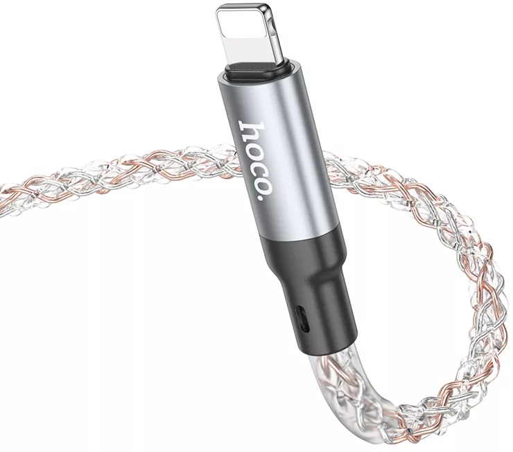 Кабель Hoco U112 LED Shine USB Type-C - Lightning 20w 3a 1м PD сable RGB - фото 4