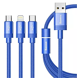 Кабель USB Baseus 18w 3.5a 3-in-1 USB to Type-C/Lightning/micro USB Cable blue (CAMLT-PY03)