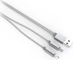 Универсальный кабель LDNio LC86 2-in-1 USB-A to Lightning/micro USB 12w 2.4a 1м сable Grey - фото Универсальный кабель LDNio LC86 2-in-1 USB-A to Lightning/micro USB 12w 2.4a 1м сable Grey