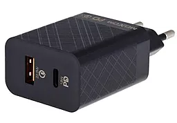 Мережевий зарядний пристрій з швидкою зарядкою MOXOM MX-HC27 USB/Type-C PD QC 3.0 22.5W Black