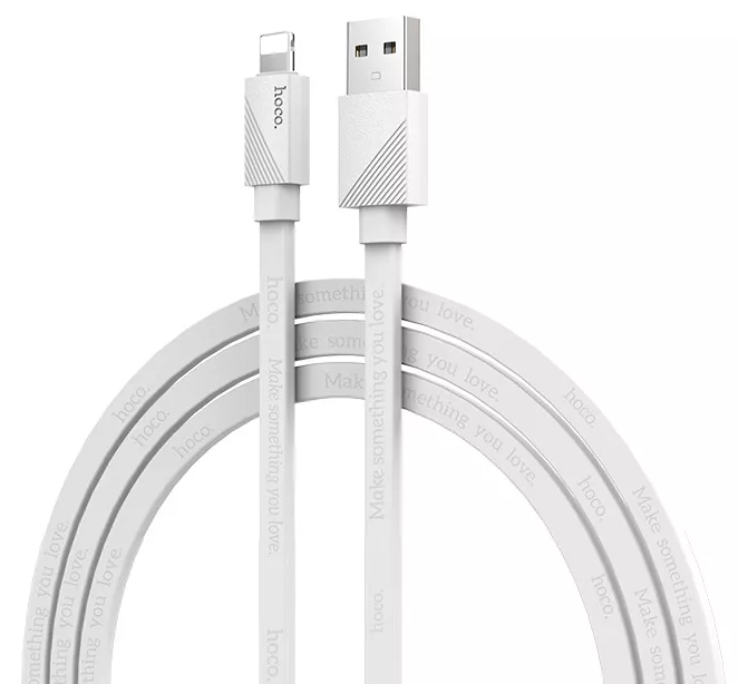 Кабель Hoco U34 LingYing Charged USB-A - Lightning 12w 2.4a 1.2м cable White - фото 2