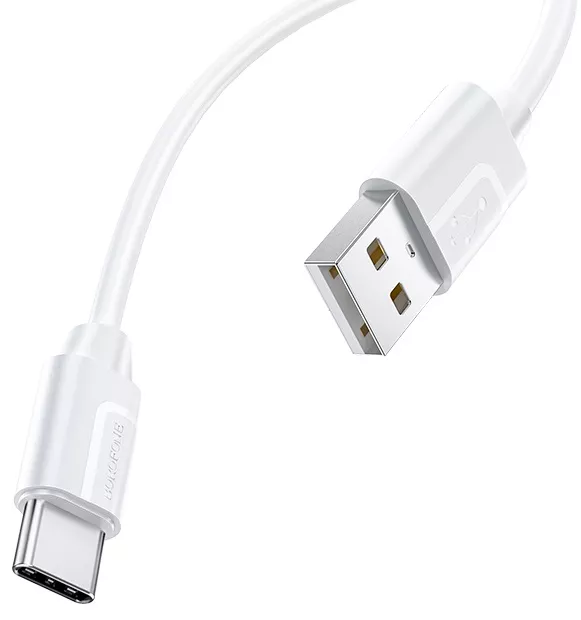 Кабель Borofone BX55 Harmony Silicone USB-A - Type-C 15w 3a 1м cable White - фото 1