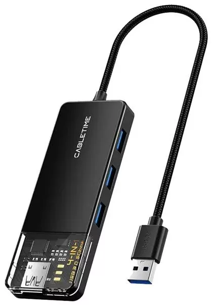 Мультипортовий USB-A хаб Cabletime Toslink M/M cable 2 м black (CB02B) - фото 1