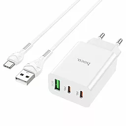 Сетевое зарядное устройство Hoco C99A 20w PD 2xUSB-C/USB-A ports fast charger + USB-С cable white