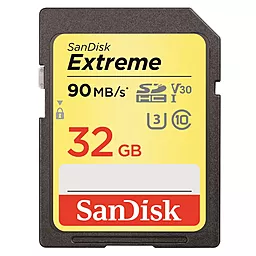 Карта пам'яті SanDisk SDHC 32GB Extreme Class 10 UHS-I U3 V30 (SDSDXVE-032G-GNCIN)